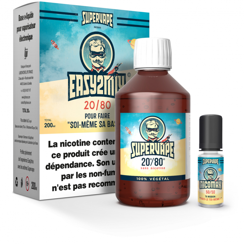 Packs EASY2MIX 20 PG / 80 VG - 200ml - 3mg/ml par SuperVape