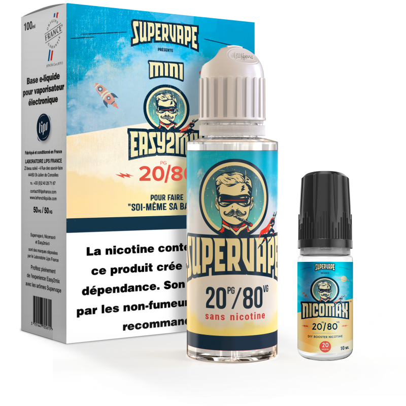 Pack Easy 2 Mix E-liquide DIY 20/80 200ml proposé en 3 ou 6 mg